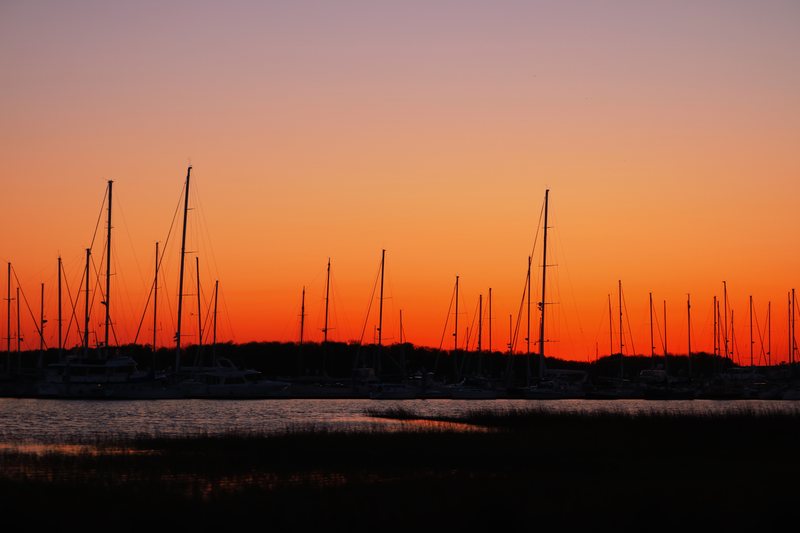 Sunset over Charleston waterfront, Mar.